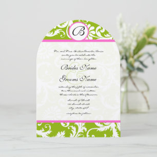 Invitation de Green & Pink Yarrow Mariage damassé