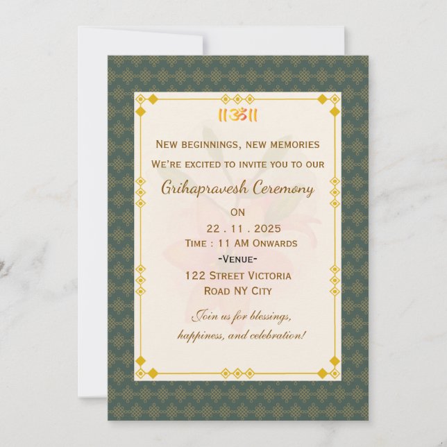 Invitation de Grihapravesh de luxe (Devant)