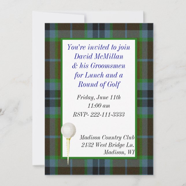 Invitation de Groom's Golf Party (Devant)