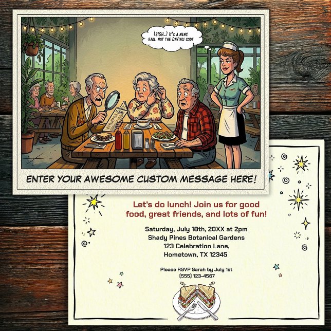 Invitation de groupe de déjeuner senior drôle (Créateur téléchargé)