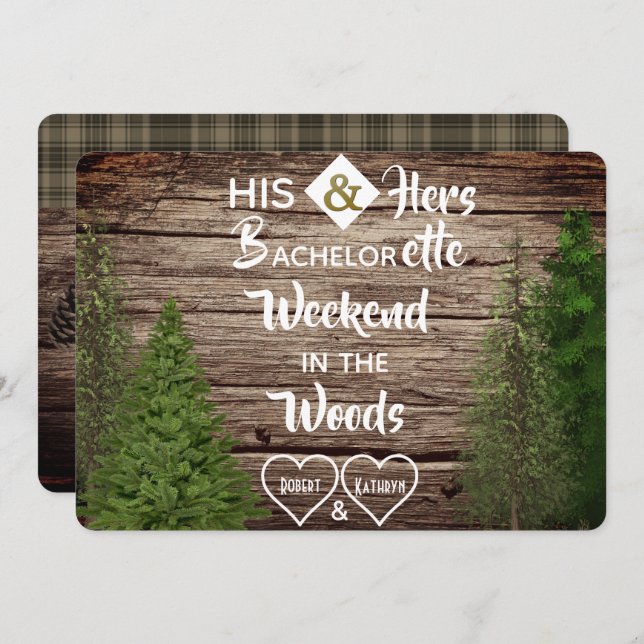 Invitation de groupe mixte Woodsy Bachelor/Bachelo (Devant / Derrière)