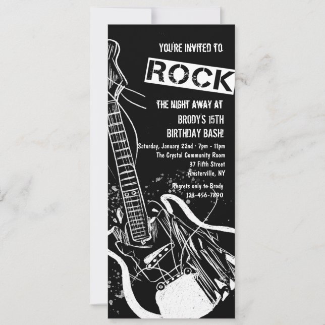 Invitation de guitare de rock noir (Devant)