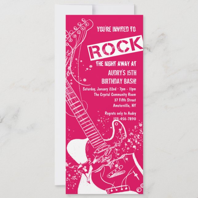 Invitation de guitare rock rouge (Devant)