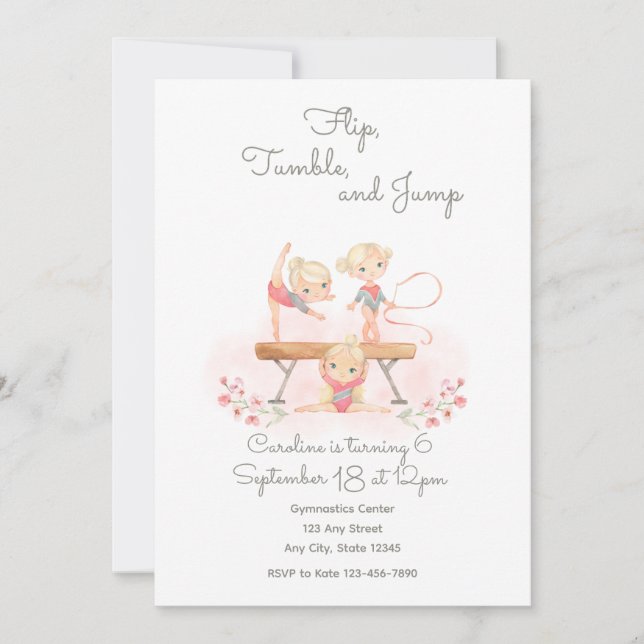 Invitation de gymnastique rose (Devant)