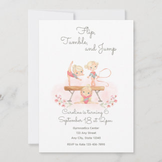 Invitation de gymnastique rose