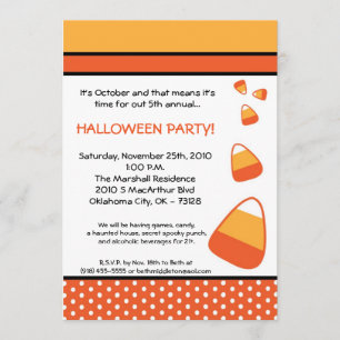 invitation de Halloween de bonbons au maïs à 5x7