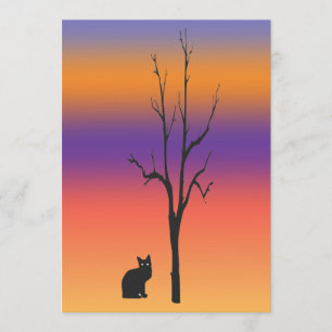 Invitation de Halloween de chat et d'arbre