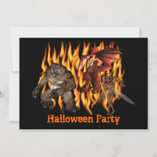 Invitation de Halloween de flammes de monstres