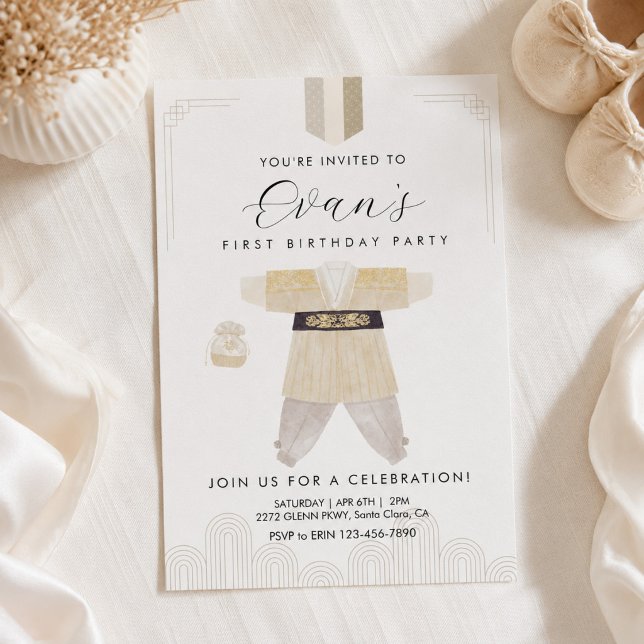 Invitation de Hanbok pour le premier anniversaire  (Créateur téléchargé)