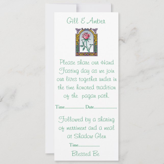 Invitation de Handfasting (Devant)