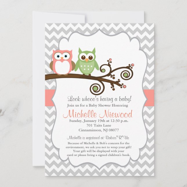 Invitation de hibl Baby shower rose (Devant)