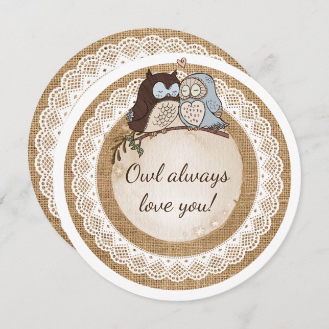 Invitation De hibou amour toujours vous mariage décontracté (Devant / Derrière)