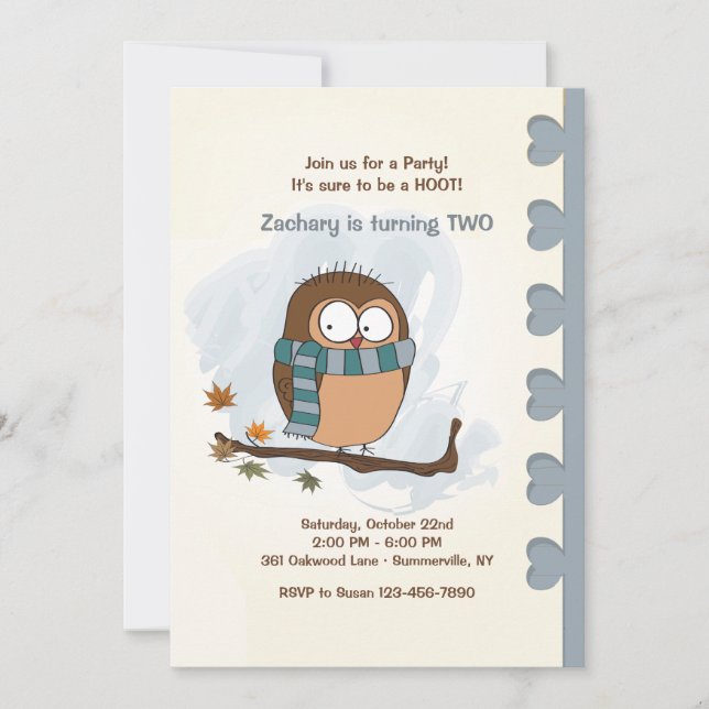 Invitation de hibou d'automne (Devant)