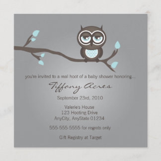 Invitation de hibou gris, bleu et Brown