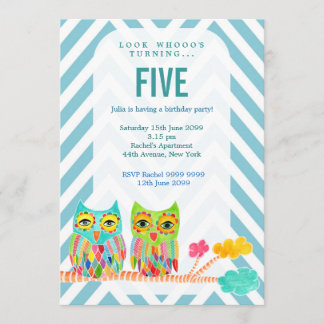 Invitation de hiboux d'arc-en-ciel de Chevron de