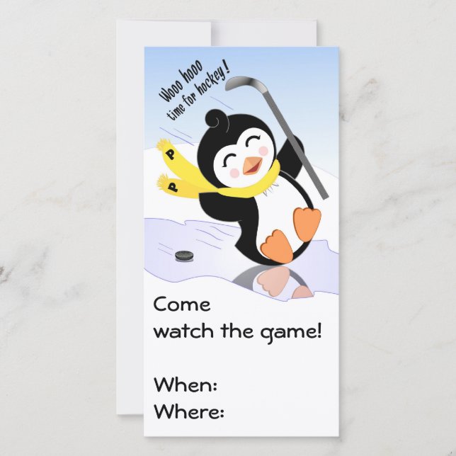 Invitation de hockey Penguin (Devant)