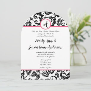 Invitation de Hot Rose & Black Floral Mariage dama