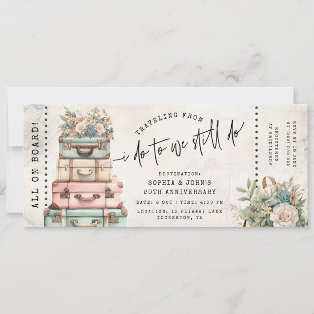 Invitation De I Do to Still Do Mariage Anniversaire Ticket (Devant)