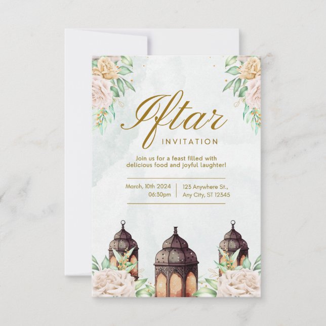 Invitation de iftar de Ramadan de luxe | Élégant i (Devant)
