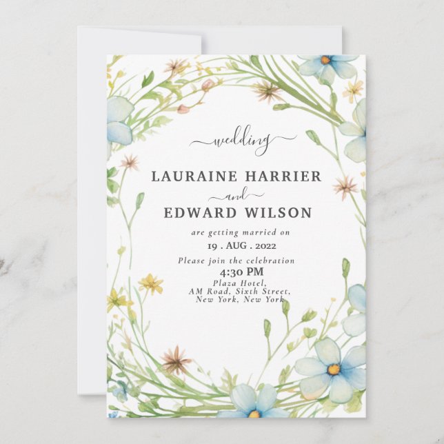 Invitation de jardin floral vert eucalyptus verdur (Devant)
