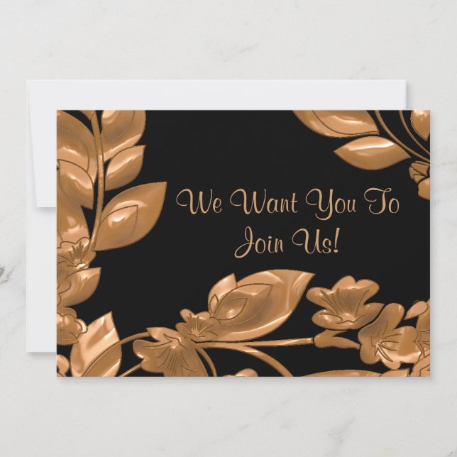 Invitation de jardin noir et cuivre (Devant)