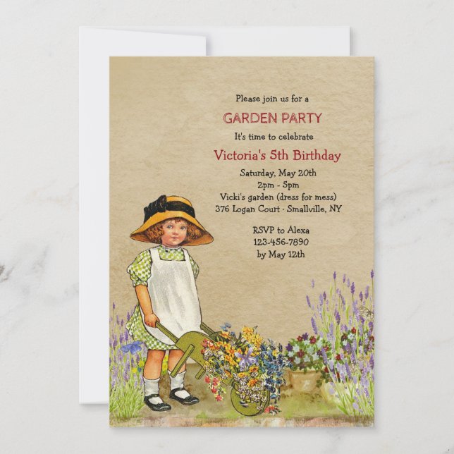 Invitation de jardinier vintage (Devant)