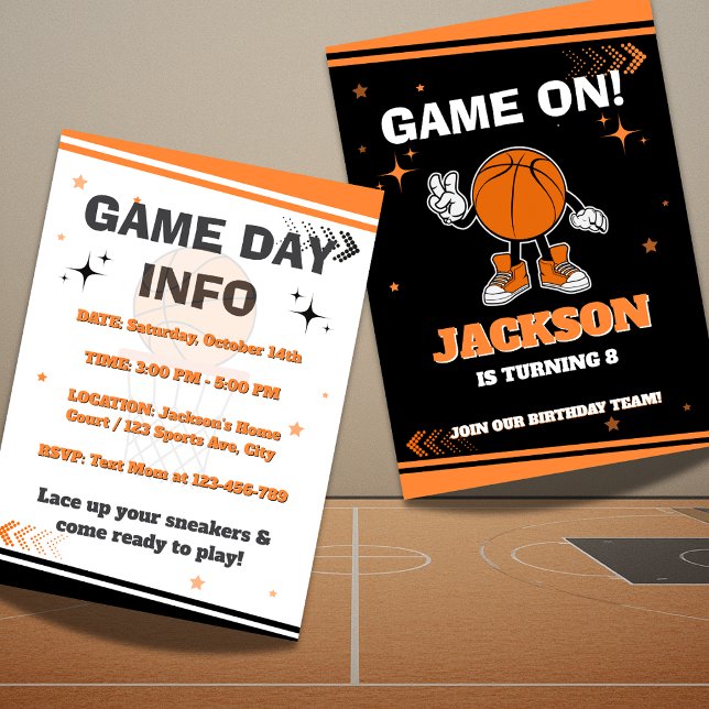 Invitation de jeu de fête d'anniversaire de basket (Créateur téléchargé)