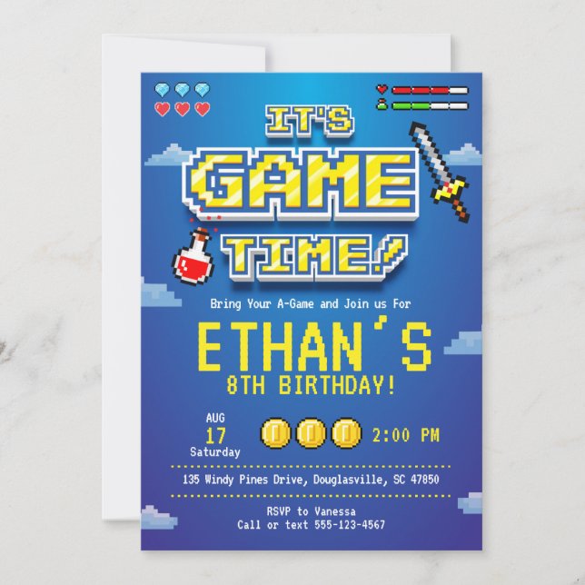 Invitation de jeu vidéo, partie de joueur, jeu vid (Devant)