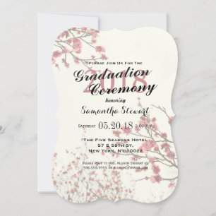 Invitation De jolies fleurs de cerisiers sur un blanc élégant