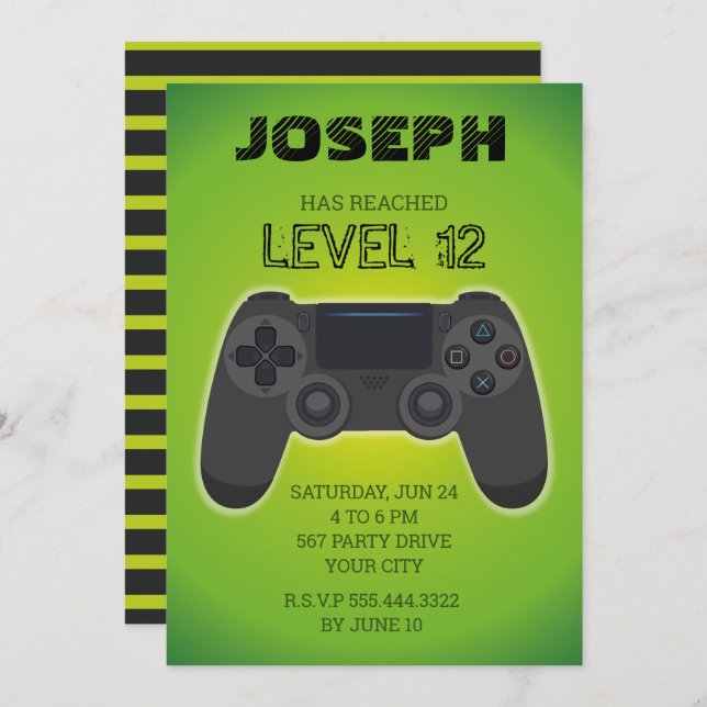 Invitation de joueur, niveau supérieur de jeu vidé (Devant / Derrière)