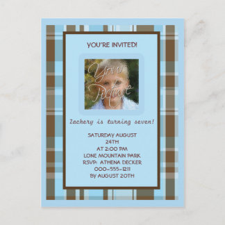 Invitation de jour d'anniversaire bleue et Brown