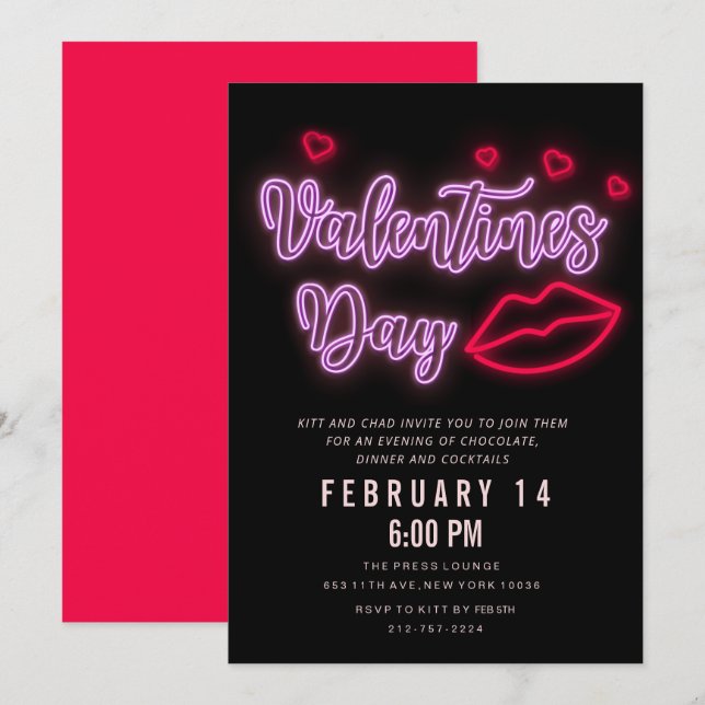 Invitation de jour de la Saint-Valentin aux lèvres (Devant / Derrière)
