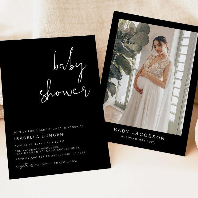 Invitation de JOVI Edgy Modern Black Baby shower (Créateur téléchargé)