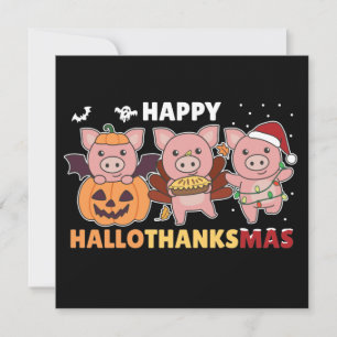 Invitation de Joyeux Hallothanksmas Cochons Noël C