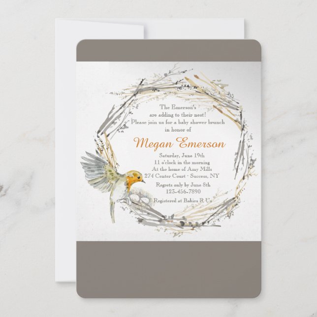 Invitation de jumeaux dans le Baby shower du nid (Devant)