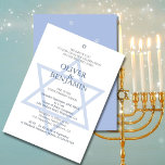 Invitation de jumeaux juifs hébreu<br><div class="desc">Une invitation à la cérémonie hébraïque des jumeaux pour une journée de Naming. Le modèle est décoré sur le thème bleu avec l'étoile de David à l'avant. Le modèle de conception est avec un texte bleu qui est facilement changé à vos informations. Choisissez parmi une gamme de types de papier....</div>