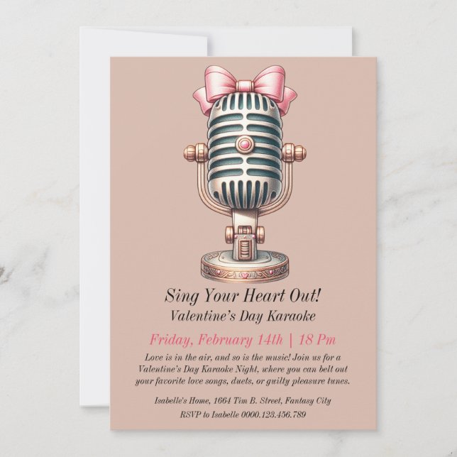 Invitation de karaoké pour la Saint-Valentin (Devant)
