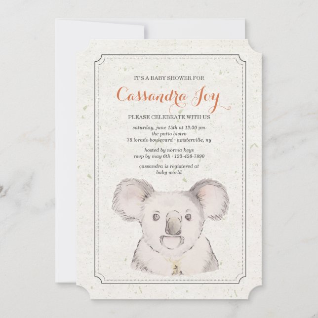 Invitation de Koala Bear (Devant)