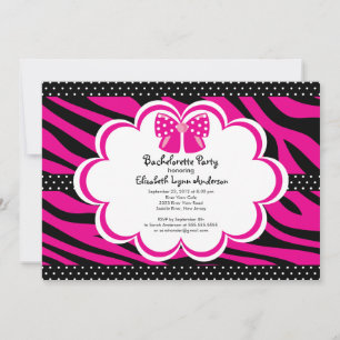 Invitation de la Bachelorette Black Zebra rose