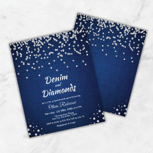 Invitation de la Bachelorette Denim et Diamonds bl