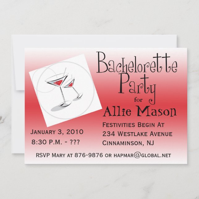 Invitation de la Bachelorette Party (Devant)
