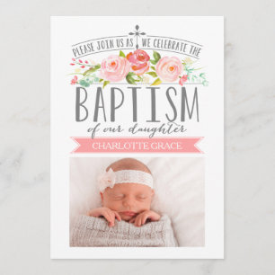 Invitation de la bannière rose Pink Baptism