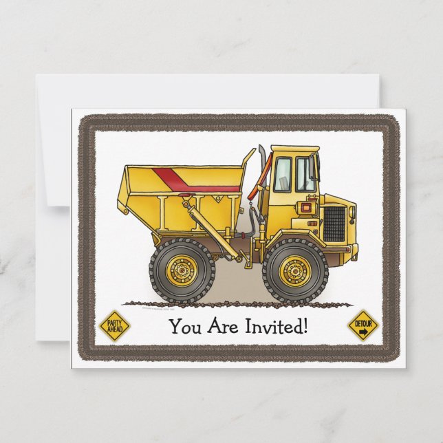 Invitation de la Big Dump Truck Construction Kids  (Devant)