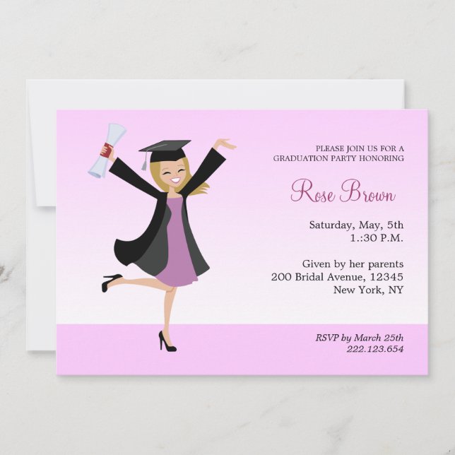 Invitation de la Blonde Graduation Party (Devant)