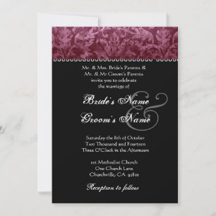 Invitation de la Bourgogne Black White Mariage dam