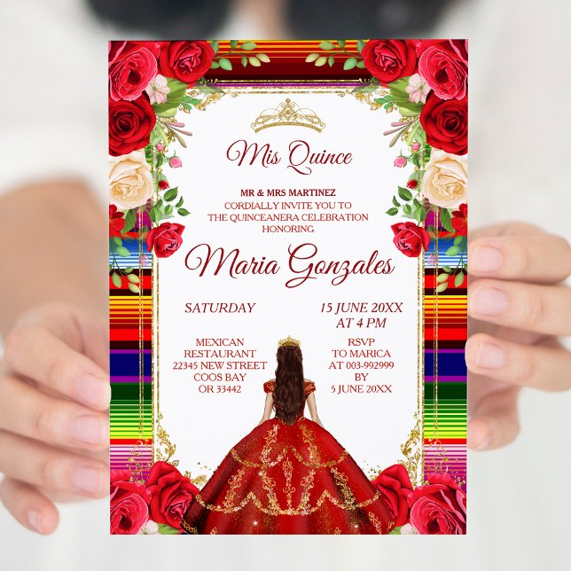 Invitation de la Bourgogne mexicaine Mis Quince (Créateur téléchargé)