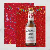 Invitation de la bouteille de bière de fête du 75e