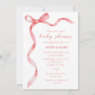 Invitation de la Bow rose pour le Baby shower
