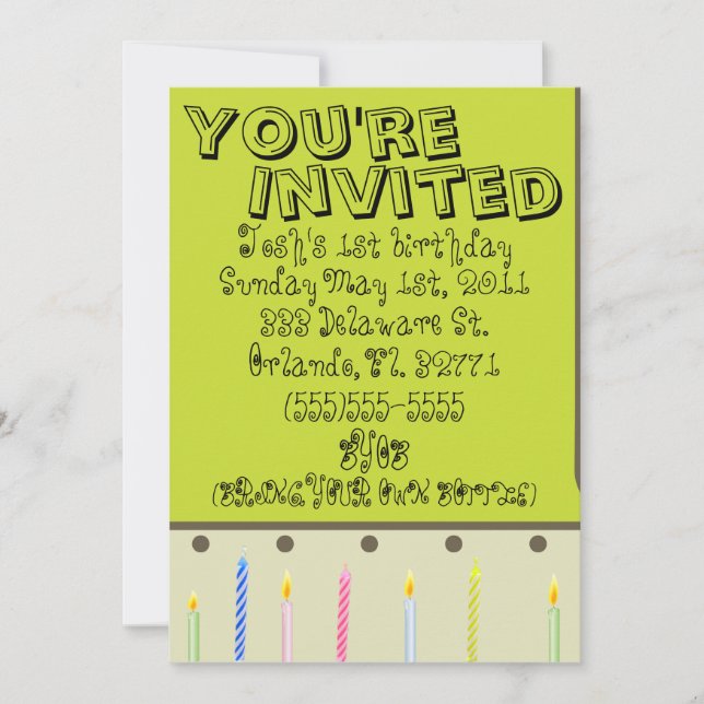 invitation de la carte d'anniversaire de naissance (Devant)