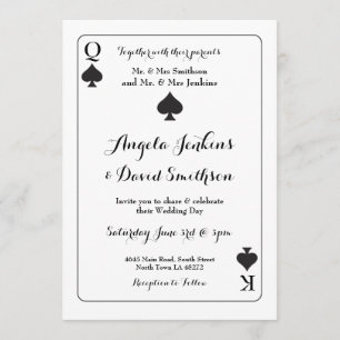 Invitation de la carte de jeu du roi Mariage Queen
